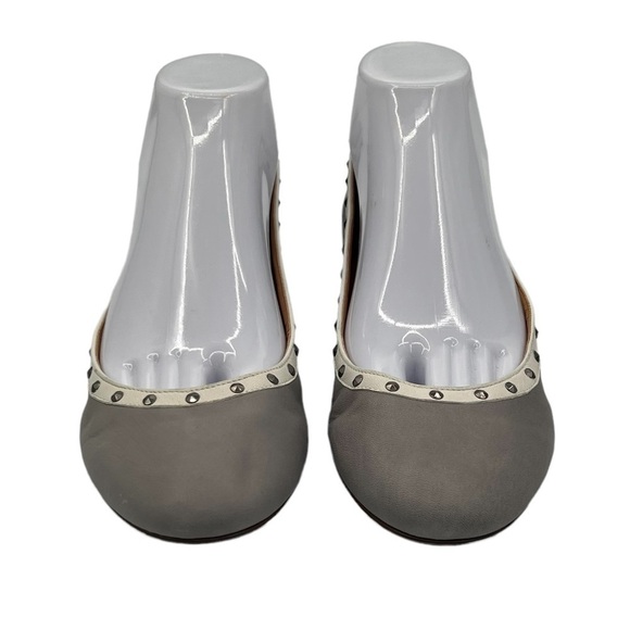 J Crew Gray Cream Trim Studded Embellished Ballet Flats Size 8 1/2 Women's - Picture 4 of 15